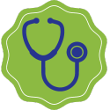 ID: Blue stethoscope on green background
